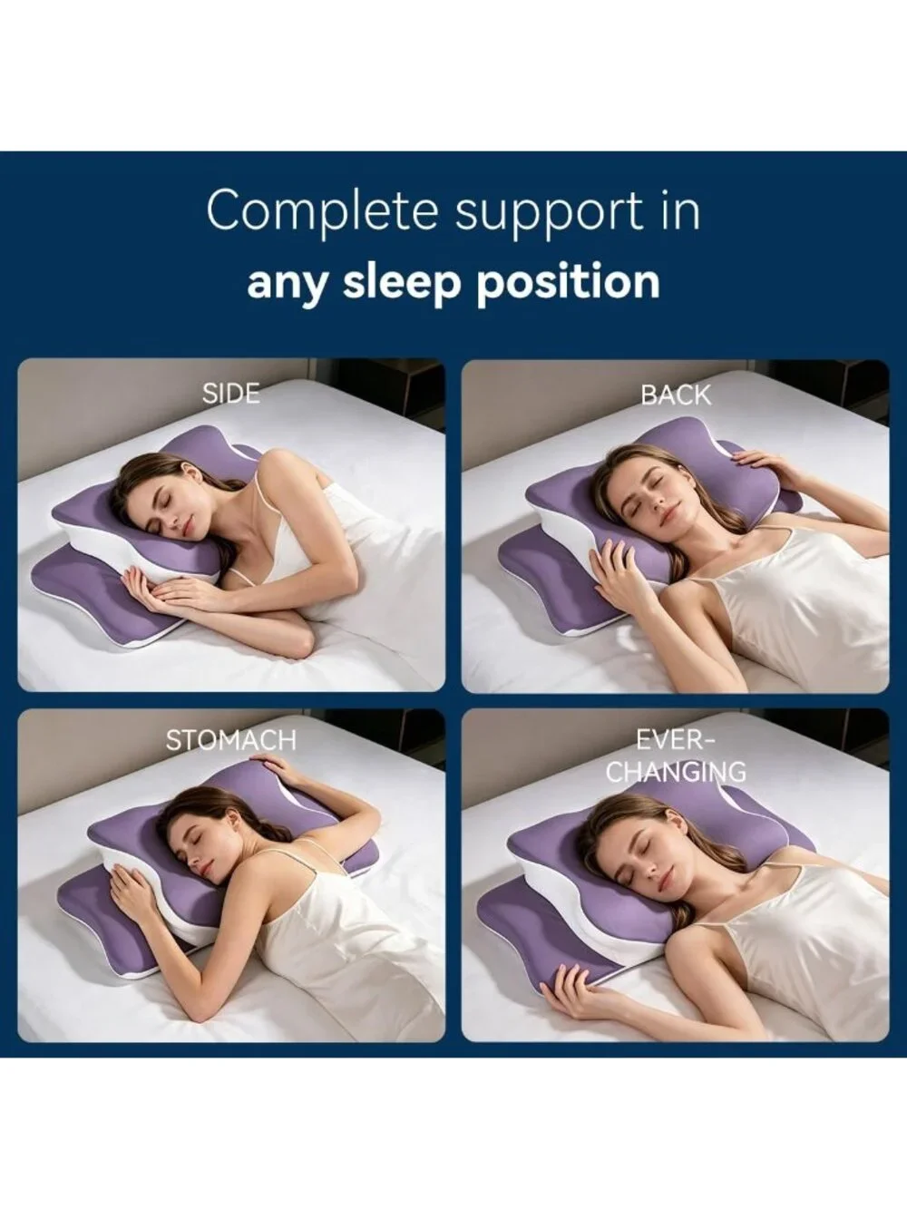 〽️for Neck Pain Relief Cooling Memory Foam Cervical Contour Support Pillow